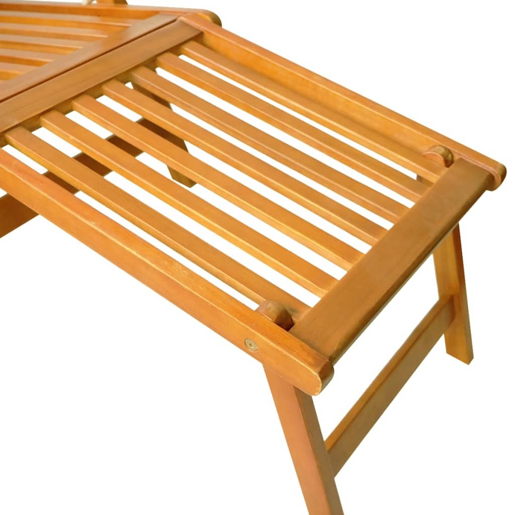 Outdoor Deck Chairs with Footrests and Table Solid Acacia Wood Natural