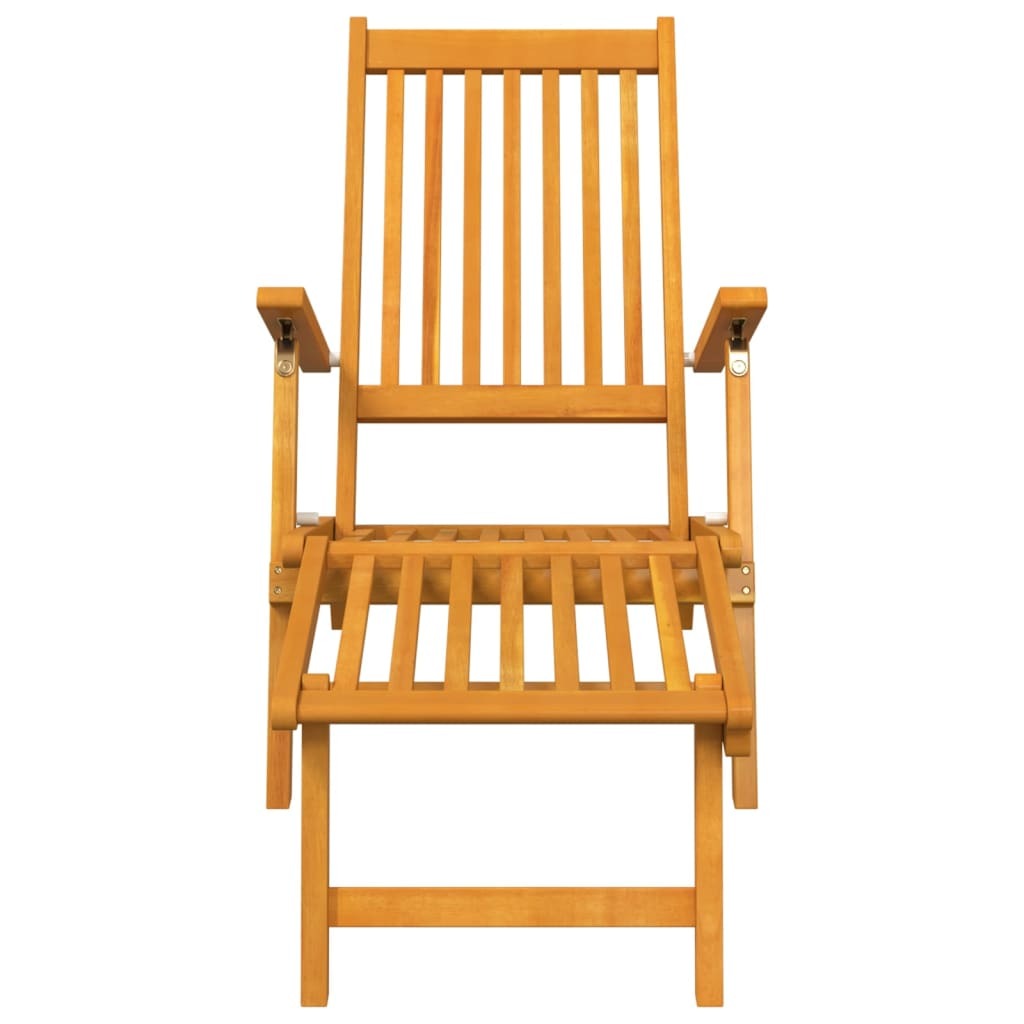 Outdoor Deck Chairs with Footrests and Table Solid Acacia Wood Natural