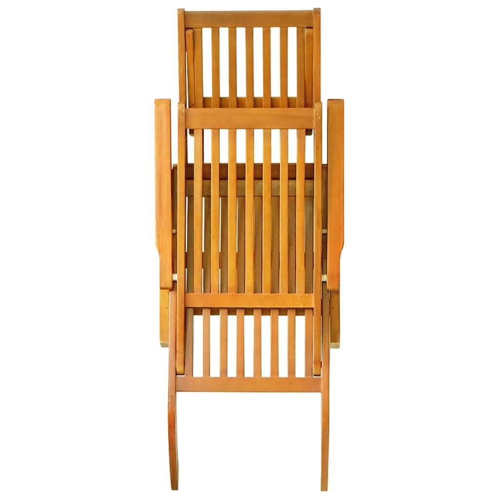 Outdoor Deck Chairs with Footrests and Table Solid Acacia Wood Natural