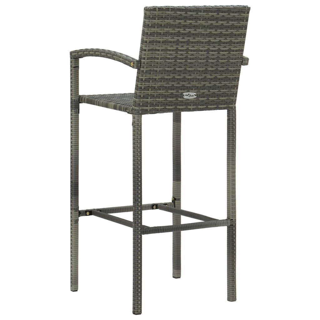 Bar Stools Set of 4 Poly Rattan Outdoor Garden Kitchen Seat Grey