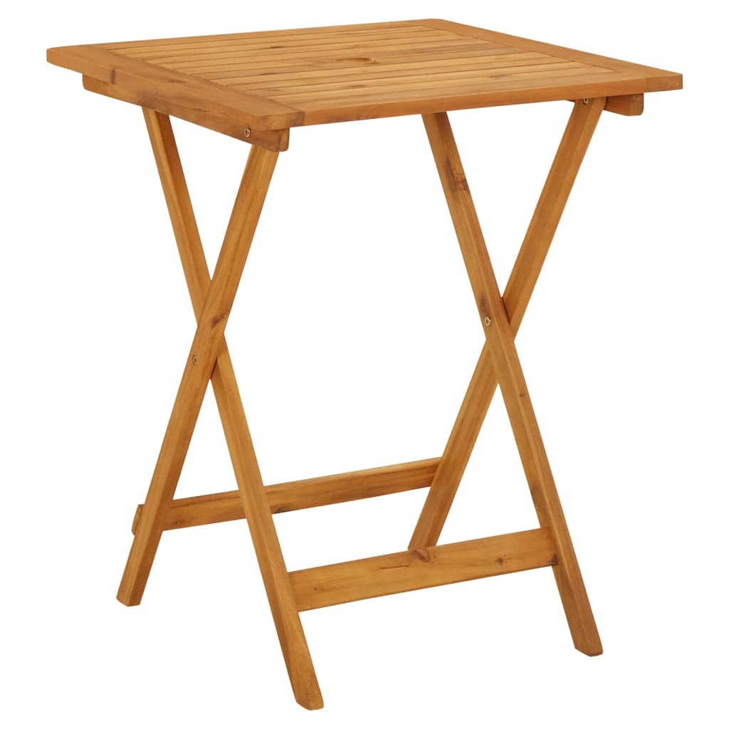 Folding Garden Table Solid Acacia Wood Slatted Top Oil Finish 60x60x75cm