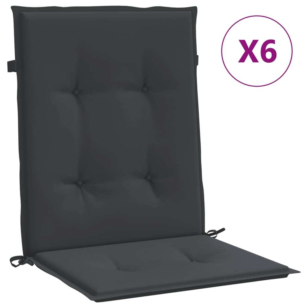 Garden Lowback Chair Cushion 6pcs Oxford Fabric Water Resistant 100x50x3cm Black