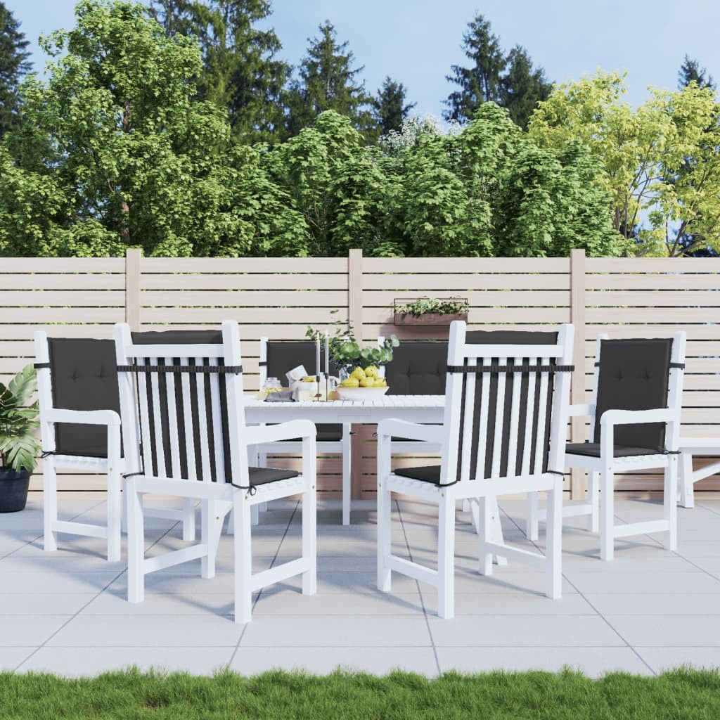 Garden Lowback Chair Cushion 6pcs Oxford Fabric Water Resistant 100x50x3cm Black