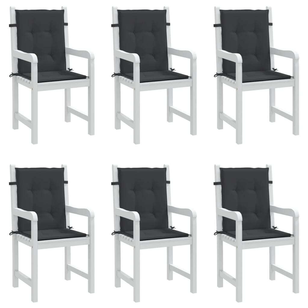 Garden Lowback Chair Cushion 6pcs Oxford Fabric Water Resistant 100x50x3cm Black