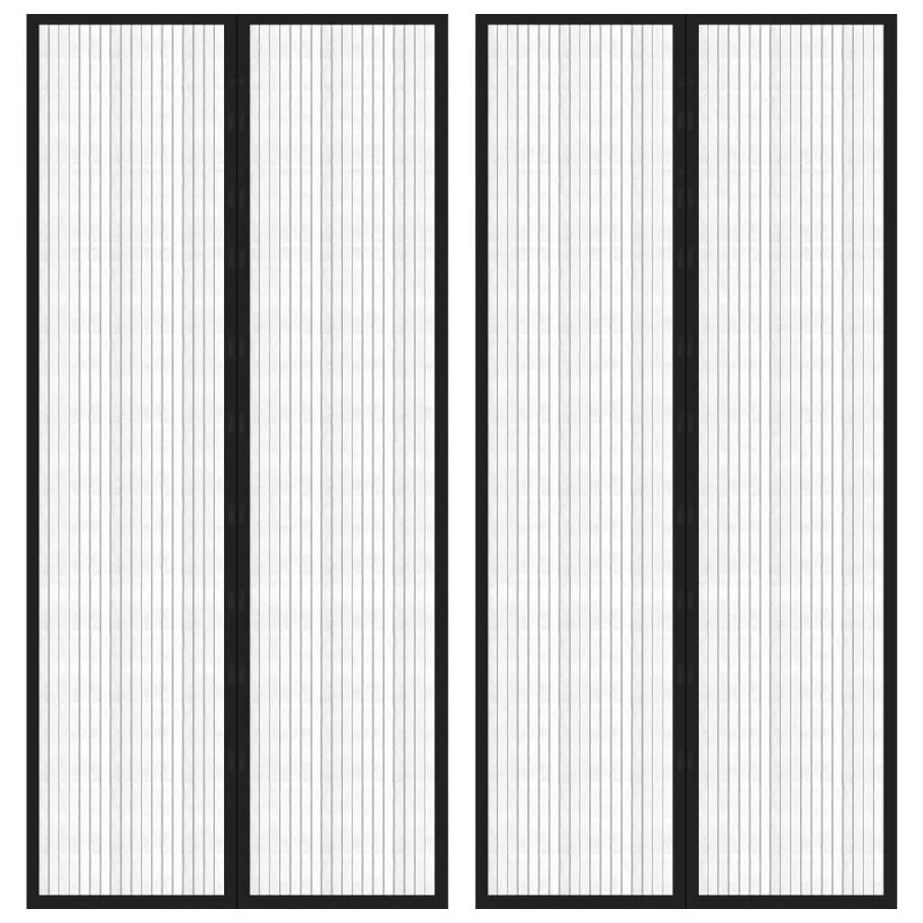 Insect Door Curtains 2 pcs with Magnet Blocks Black 220x110 cm