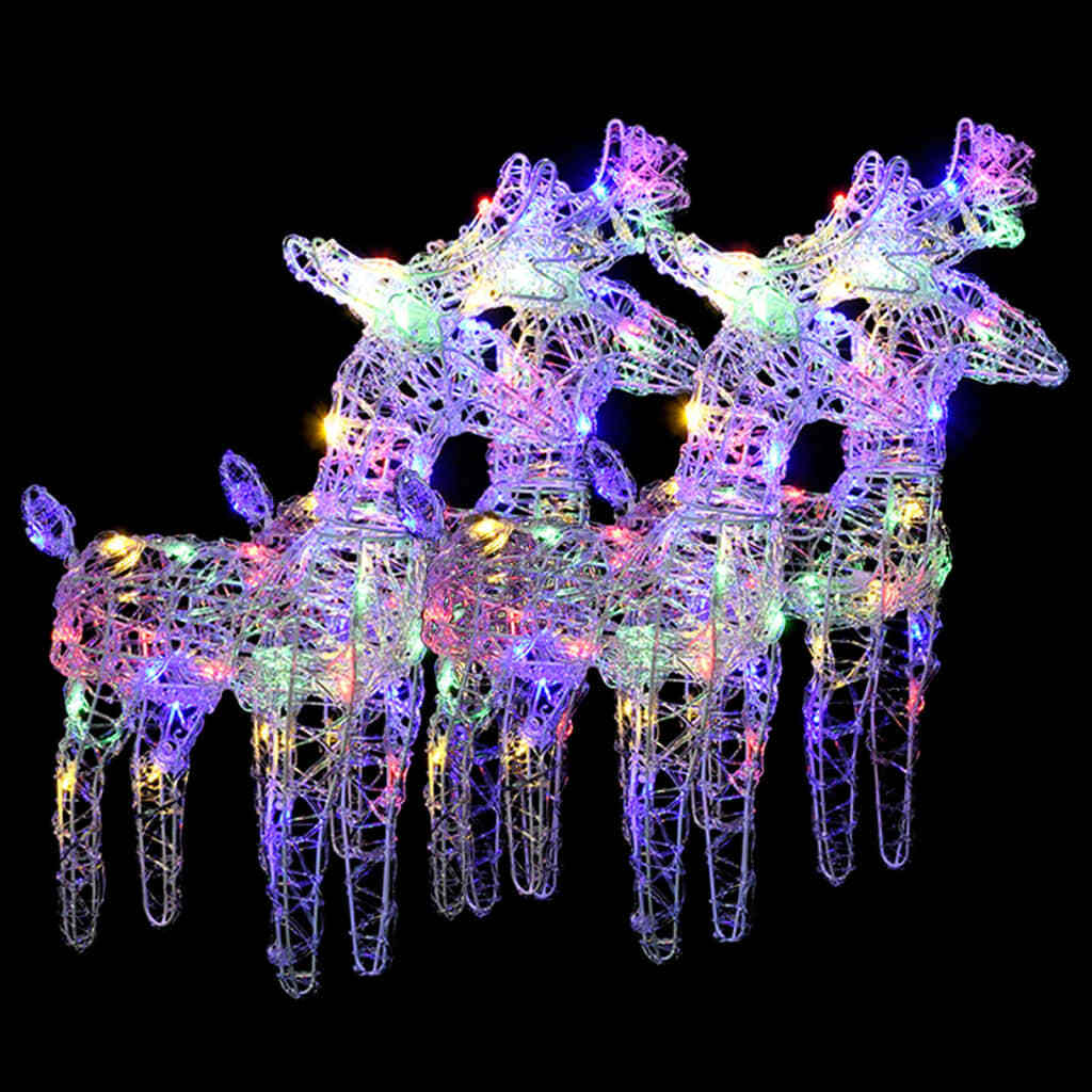 Christmas Reindeers 4 pcs Multicolour 160 LEDs Acrylic