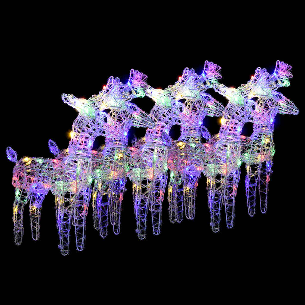 Christmas Reindeers 6 pcs Multicolour 240 LEDs Acrylic