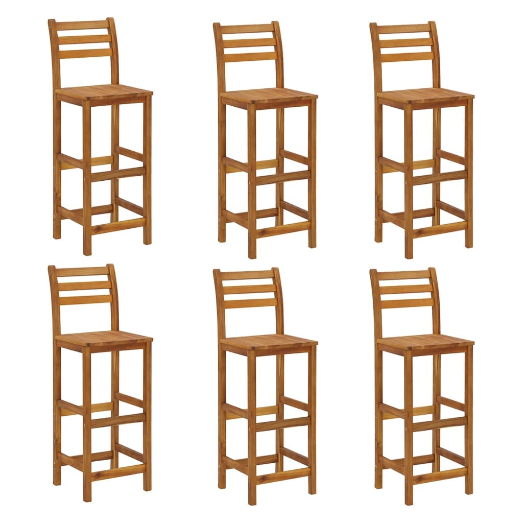 7 Piece Garden Bar Set Table Stools Outdoor Solid Acacia Wood Natural