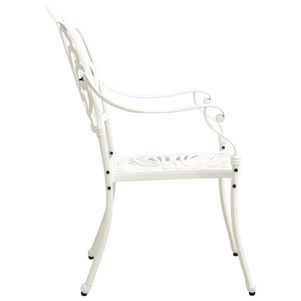 Garden Chairs 2 pcs Cast Aluminium White Rust Resistant Weather Resistant