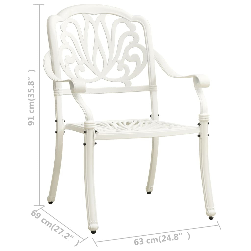 Garden Chairs 2 pcs Cast Aluminium White Rust Resistant Weather Resistant