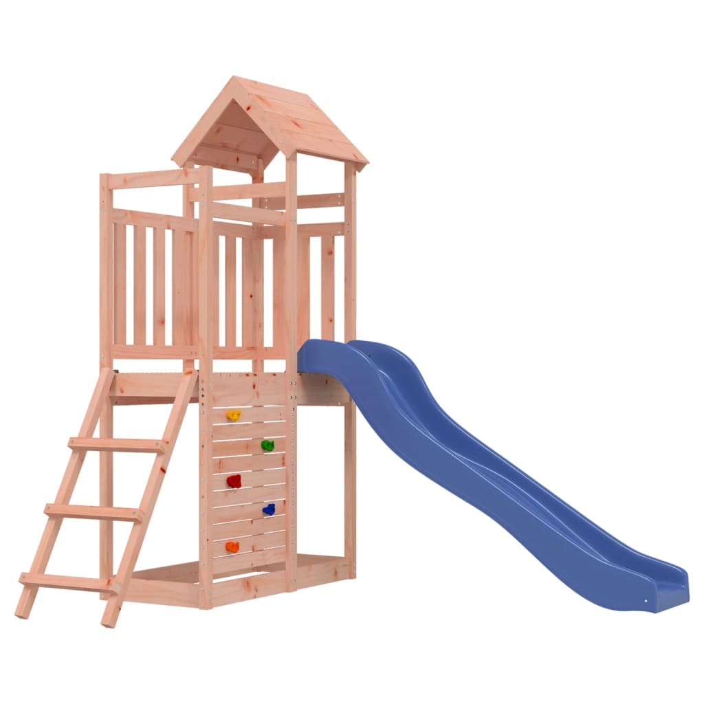 Outdoor Playset Climbing Solid Douglas Wood Frame Slide Rockwall Ladder