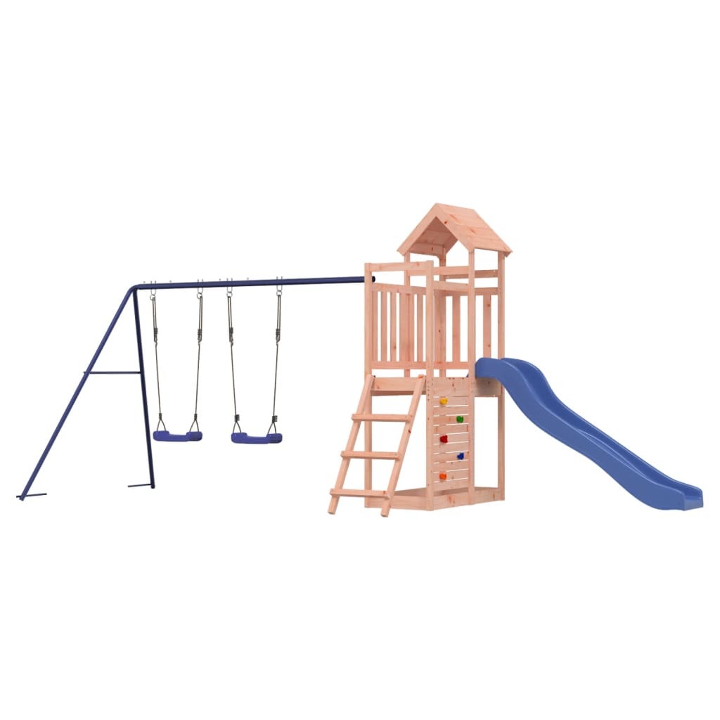 Outdoor Playset Climbing Solid Douglas Wood Frame Slide Double Swing