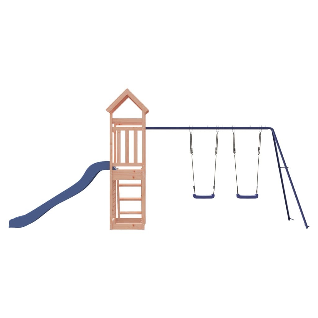 Outdoor Playset Climbing Solid Douglas Wood Frame Slide Double Swing