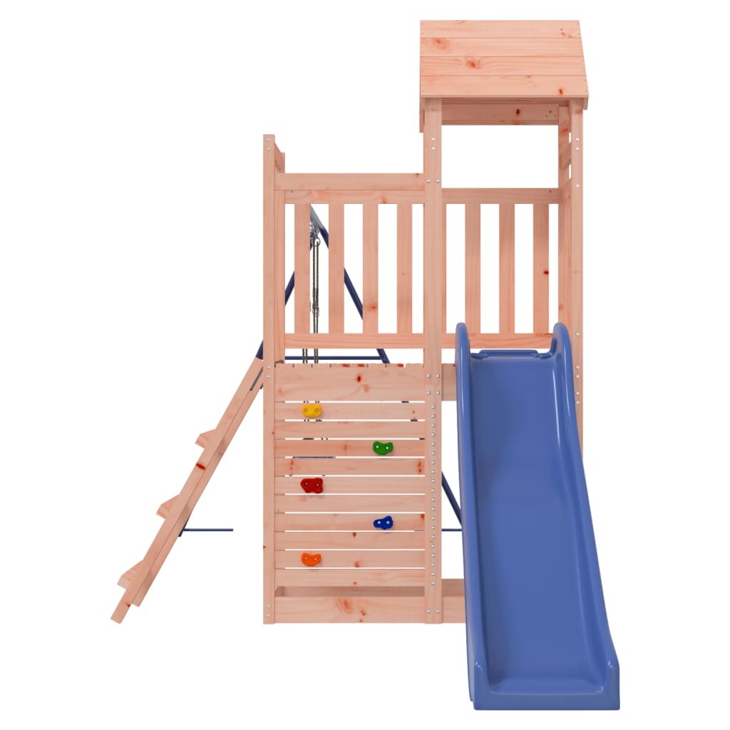 Outdoor Playset Climbing Solid Douglas Wood Frame Slide Double Swing