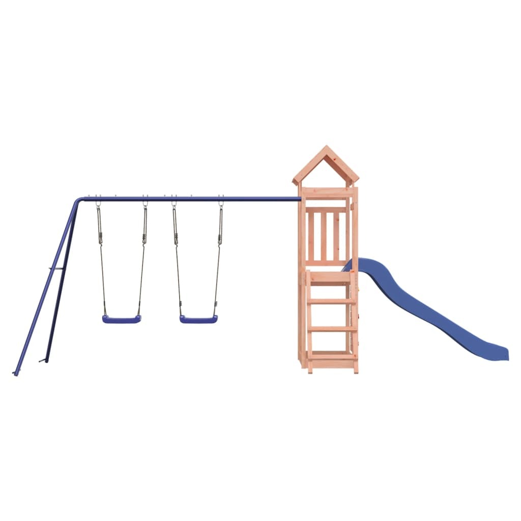 Outdoor Playset Climbing Solid Douglas Wood Frame Slide Double Swing