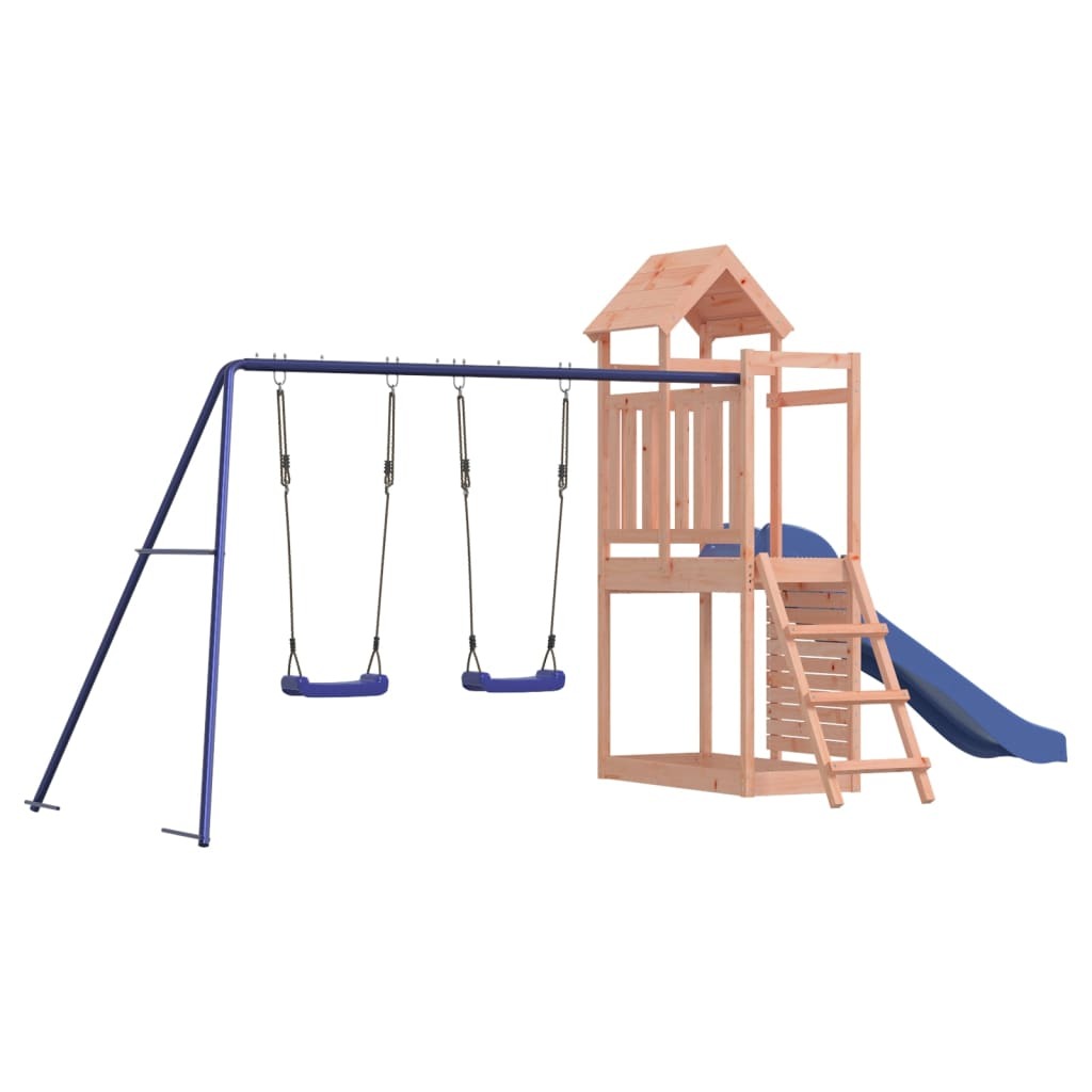 Outdoor Playset Climbing Solid Douglas Wood Frame Slide Double Swing