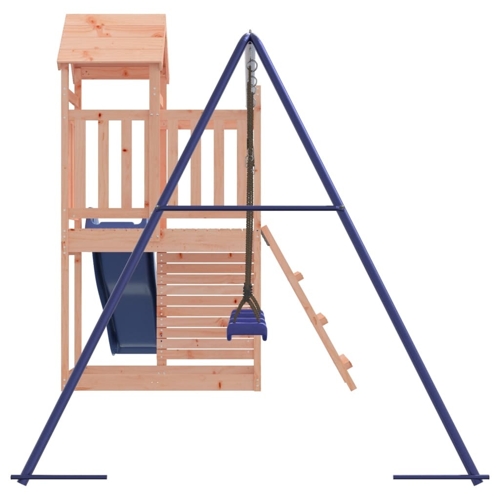 Outdoor Playset Climbing Solid Douglas Wood Frame Slide Double Swing