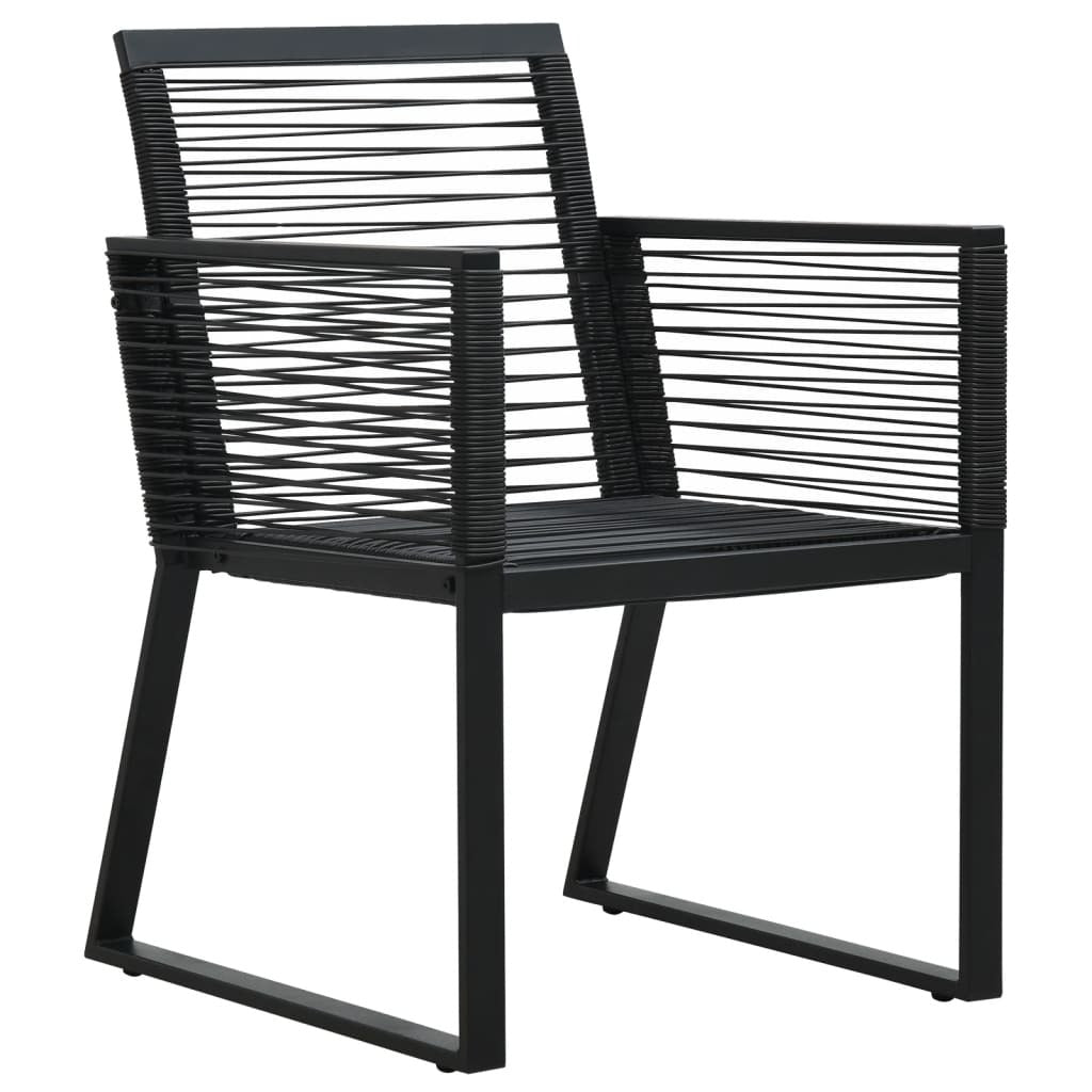 PVC Rattan 5 Piece Garden Dining Set Black Weather-Resistant Steel