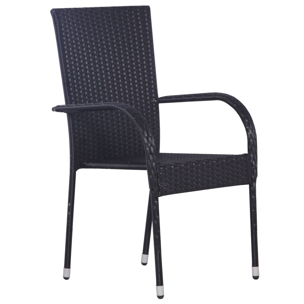 Poly Rattan 5 Piece Garden Dining Set Black Weather Resistant Steel