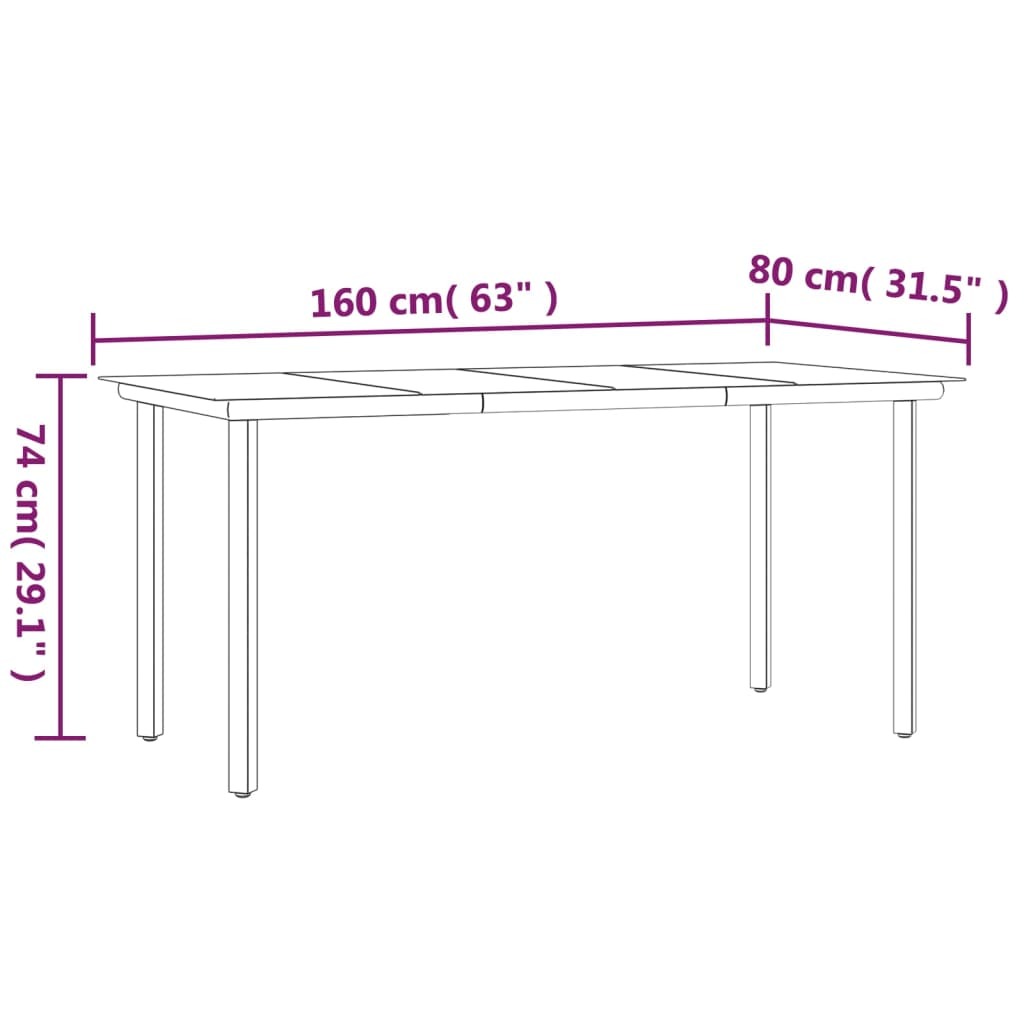 Poly Rattan 5 Piece Garden Dining Set Black Weather Resistant Steel