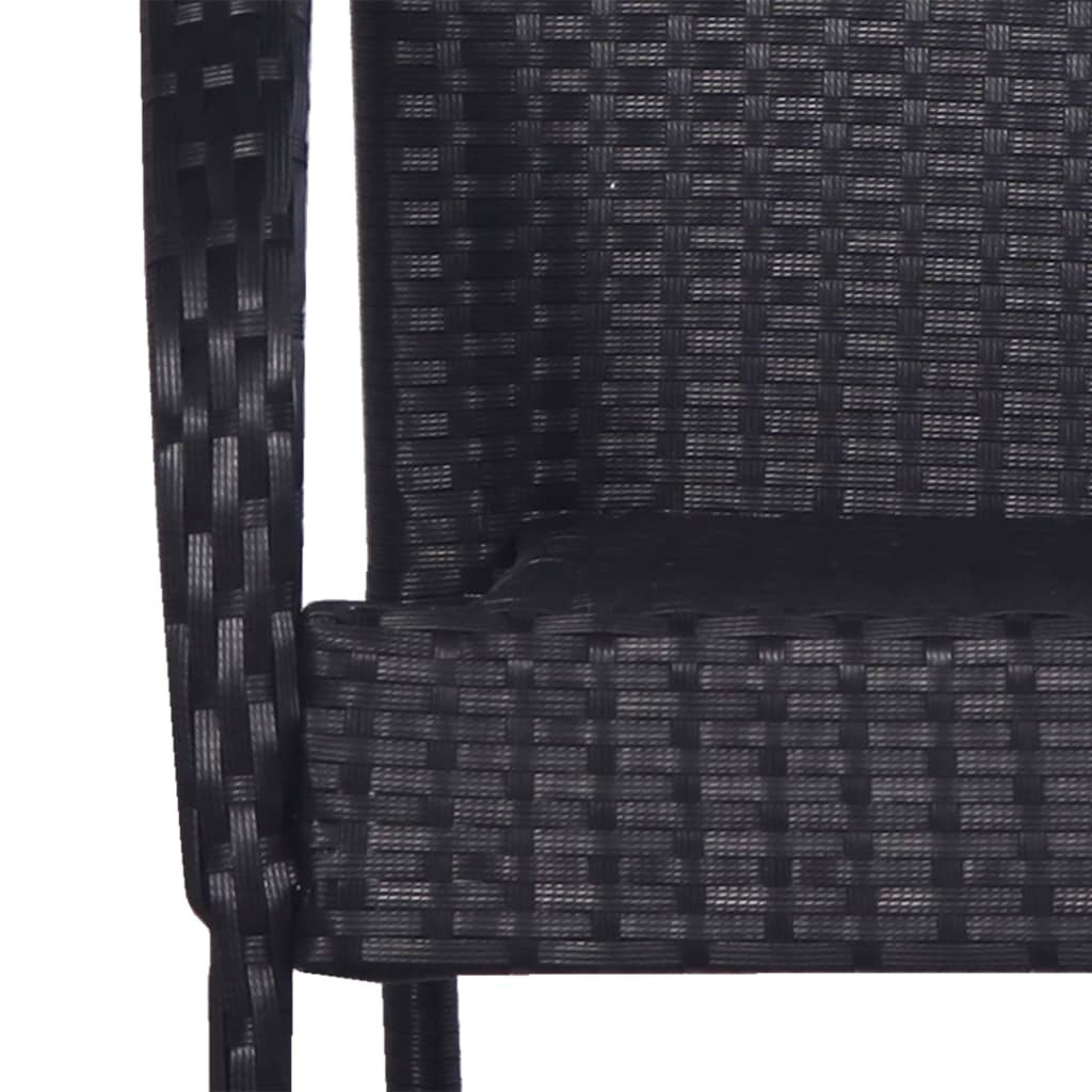 Poly Rattan 5 Piece Garden Dining Set Black Weather Resistant Steel