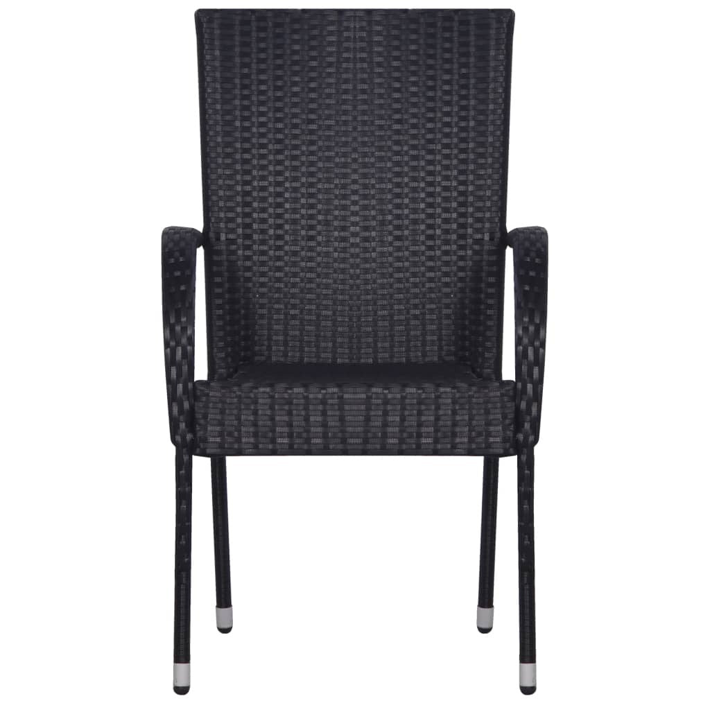 Garden Dining Set Poly Rattan 5 Piece Black Weather Resistant Steel
