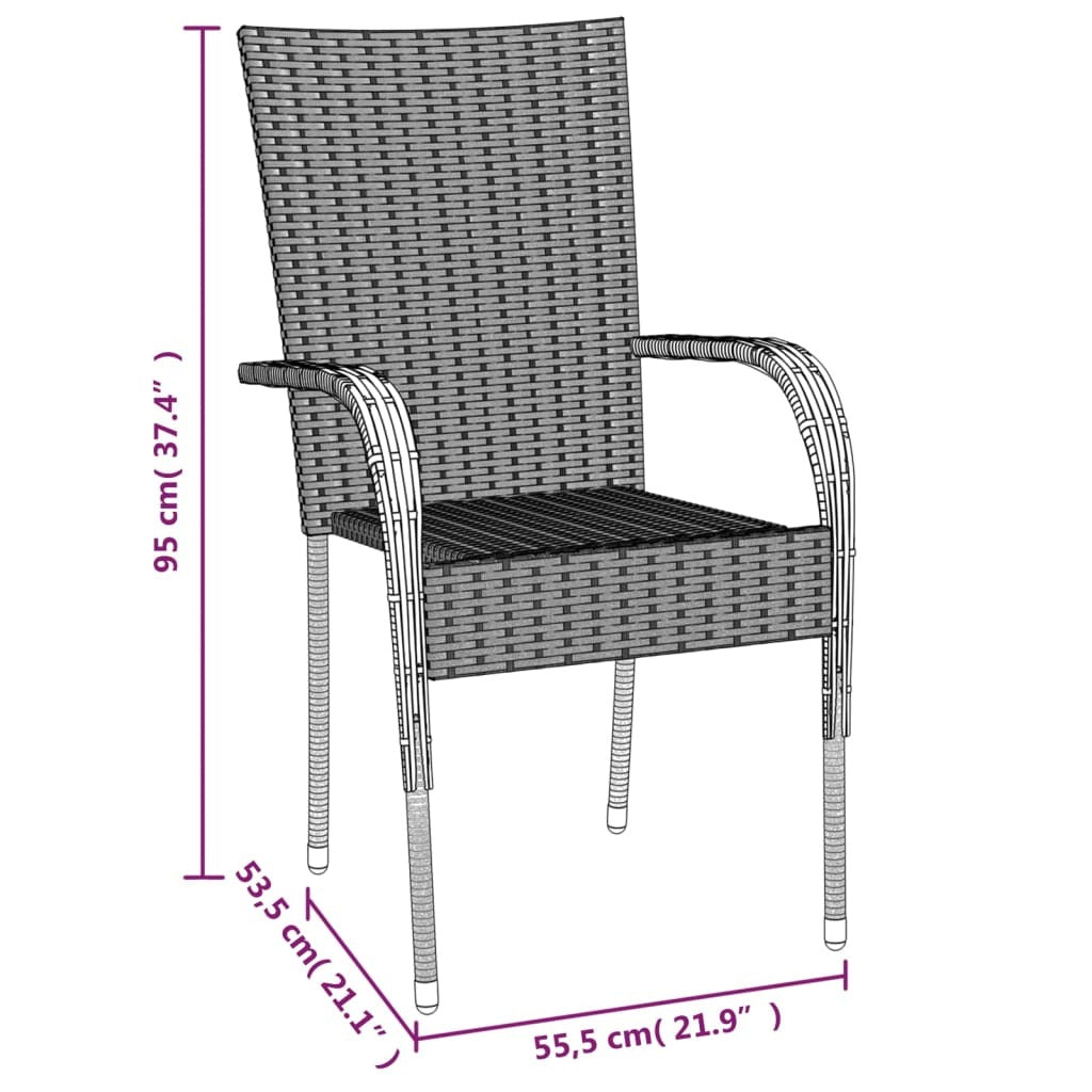 Garden Dining Set Poly Rattan 5 Piece Black Weather Resistant Steel