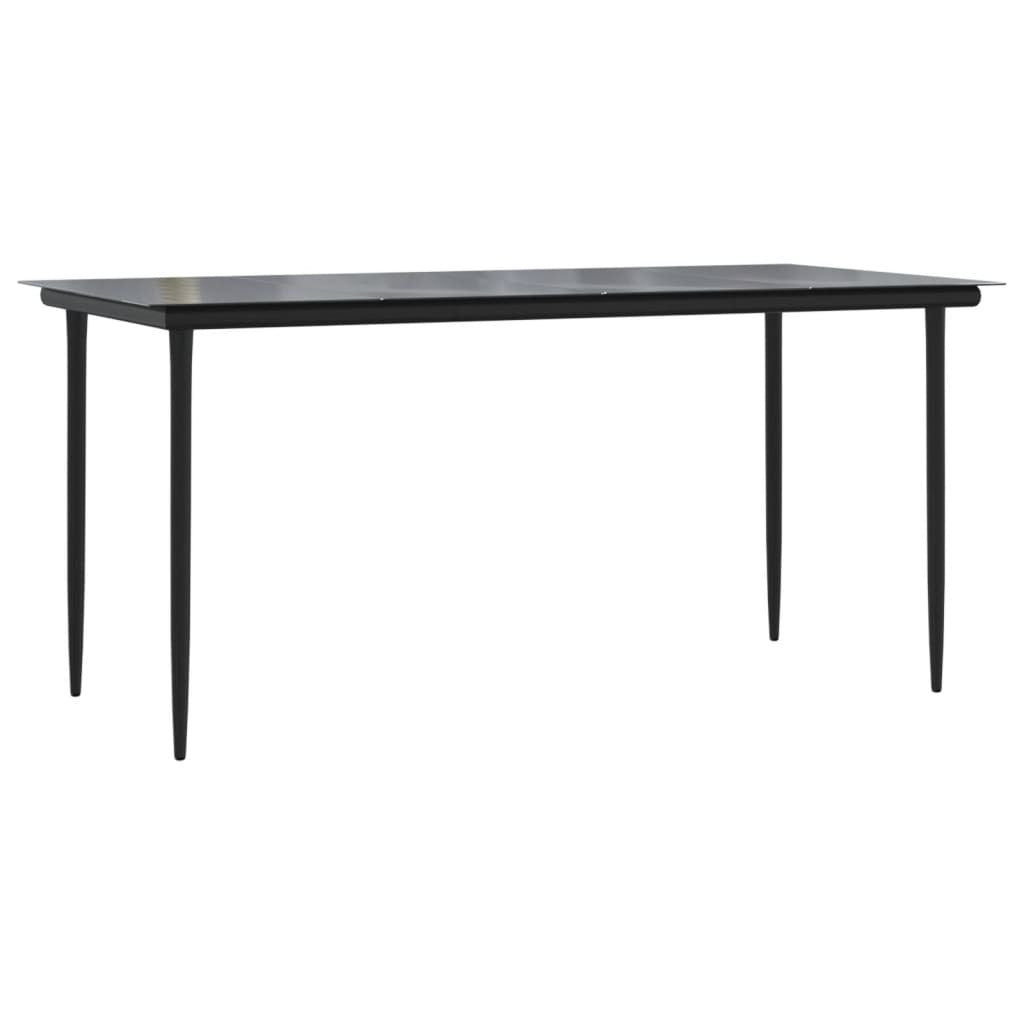 Garden Dining Set Poly Rattan 5 Piece Black Weather Resistant Steel