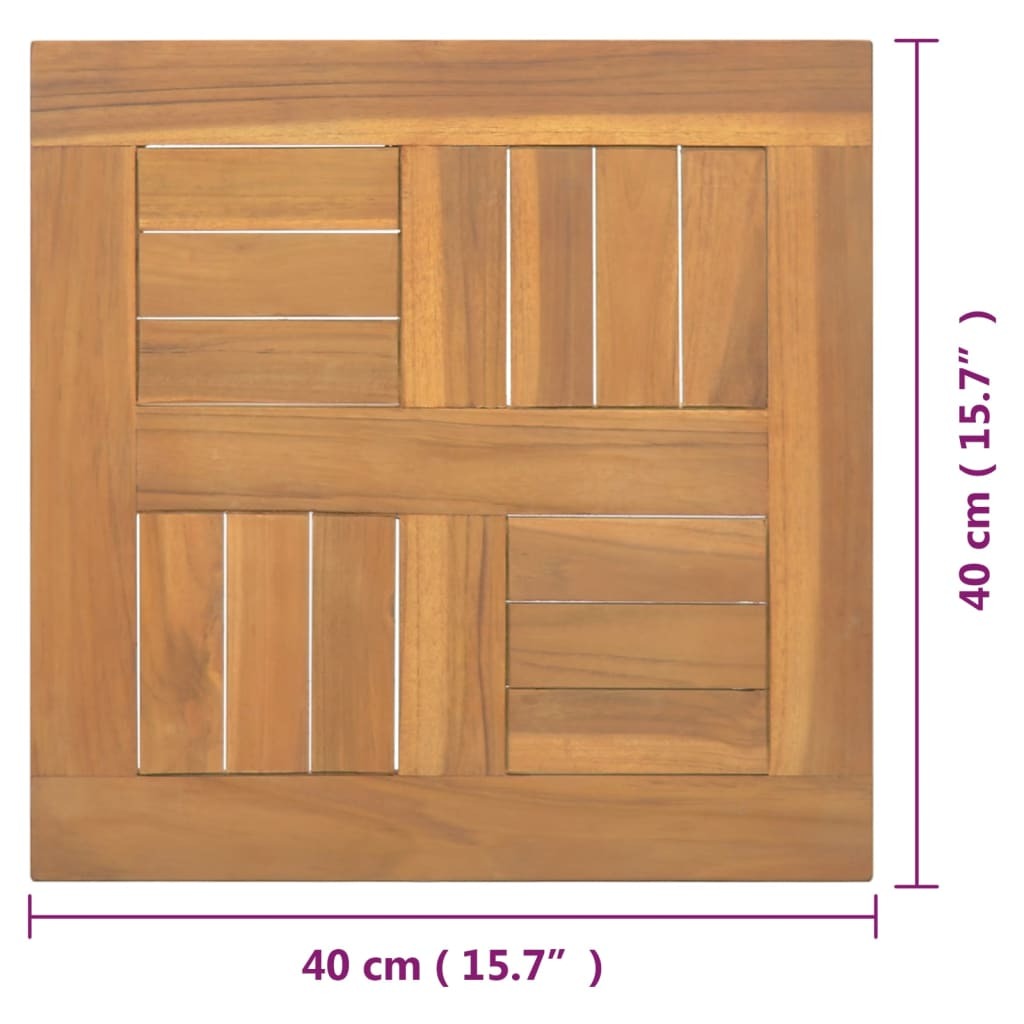 Square Table Top 40x40x2.5 cm Solid Wood Teak