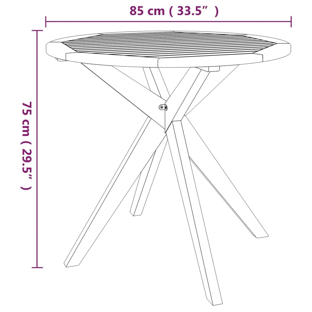 Garden Table Solid Acacia Wood Cross Legs Outdoor Patio Furniture 85x85x75cm