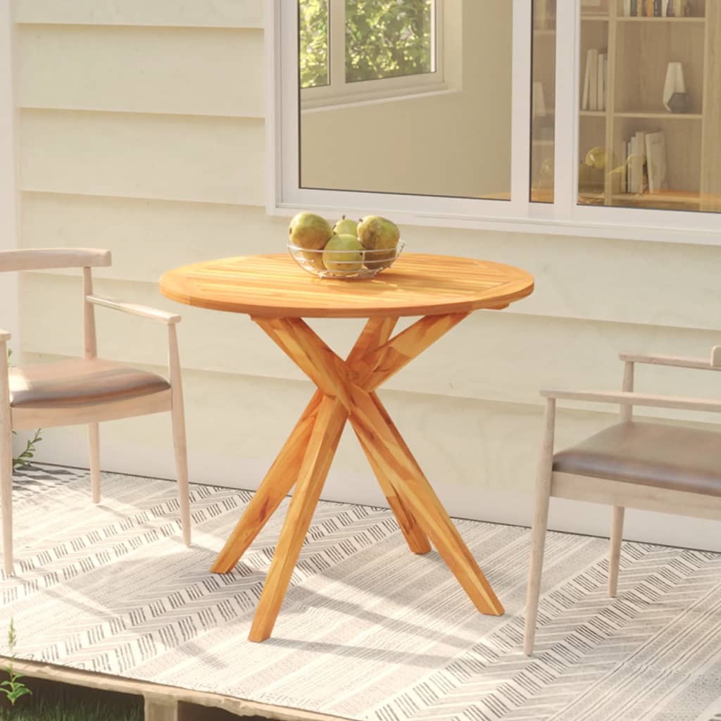 Garden Table Solid Acacia Wood Cross Legs Outdoor Patio Furniture 85x85x75cm