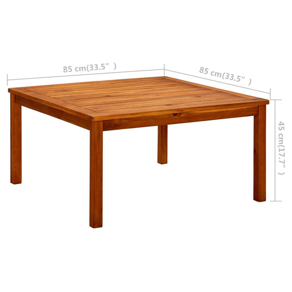 Garden Coffee Table Solid Acacia Wood Slatted Top Oil Finish Outdoor 85x85x45cm