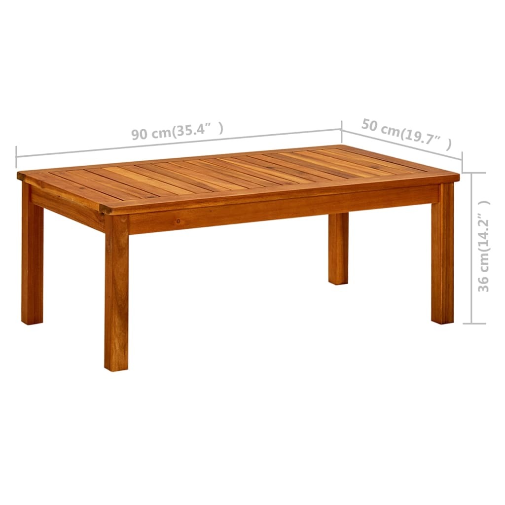 Garden Coffee Table Solid Acacia Wood Slatted Top Oil Finish Outdoor 90x50x36cm