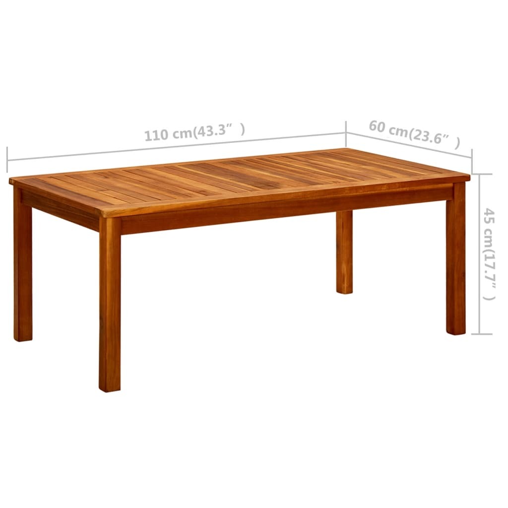 Garden Coffee Table Solid Acacia Wood Slatted Top Oil Finish Outdoor 110x60x45cm