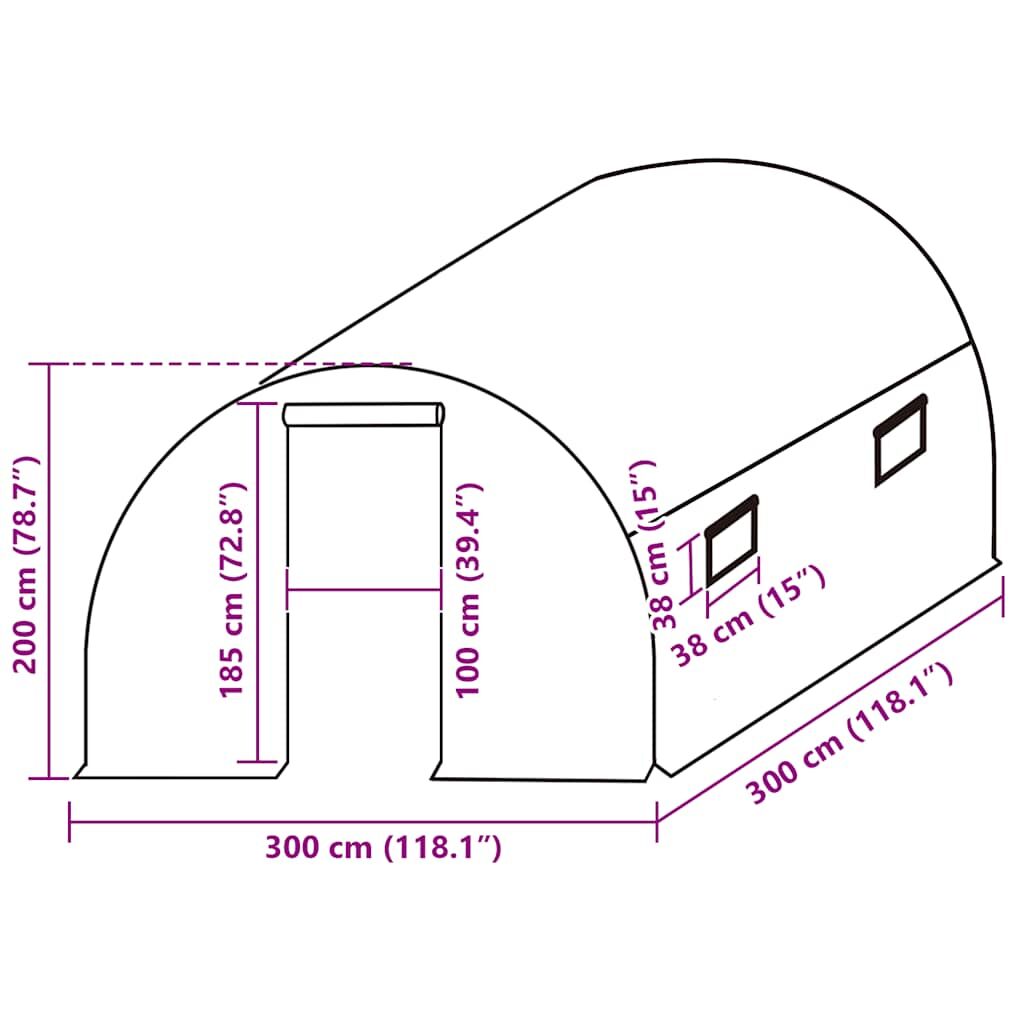 Greenhouse Replacement Cover PE 3x3x2m Windows Door Ventilation Transparent