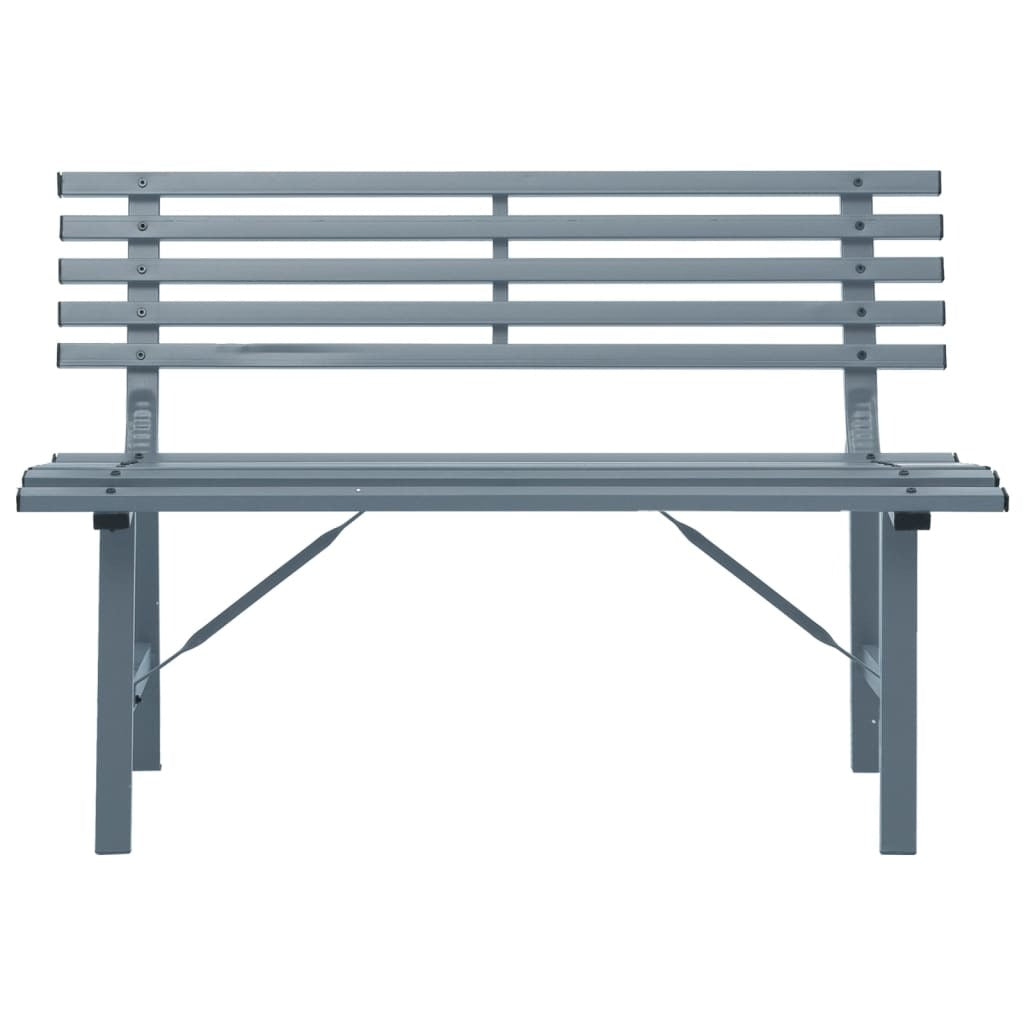 Garden Bench 110cm Steel Slatted Backrest Outdoor Patio Seating Grey