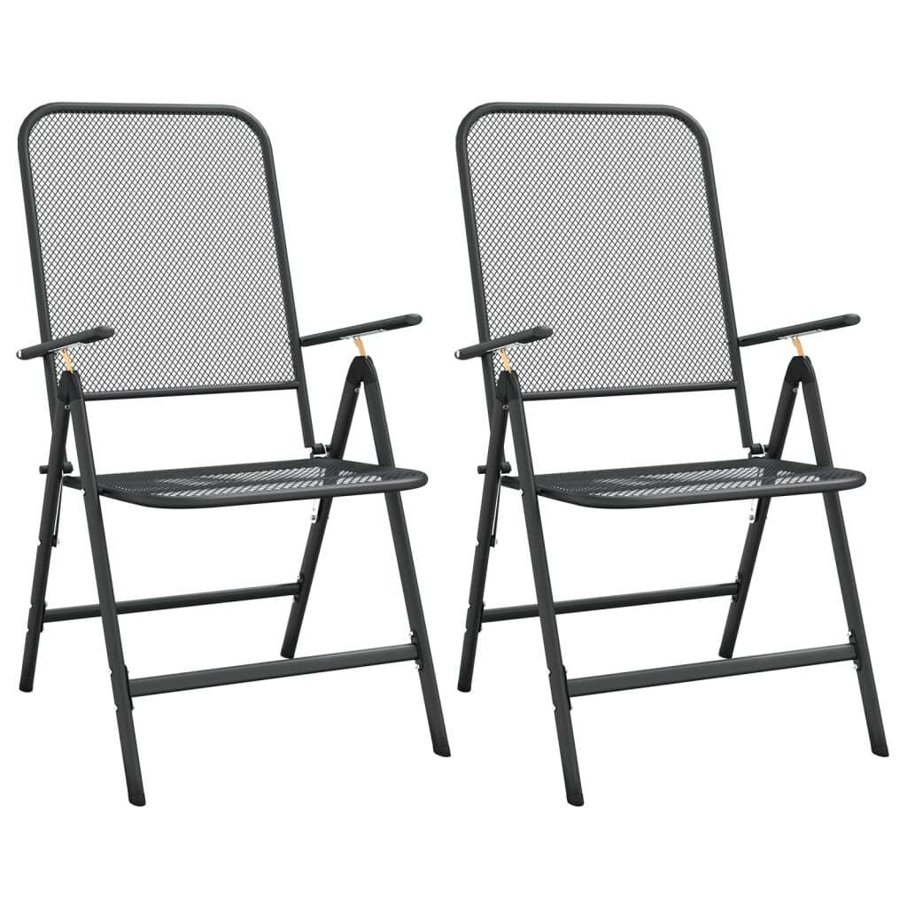 Folding Garden Chairs 2 pcs Expanded Metal Mesh Anthracite