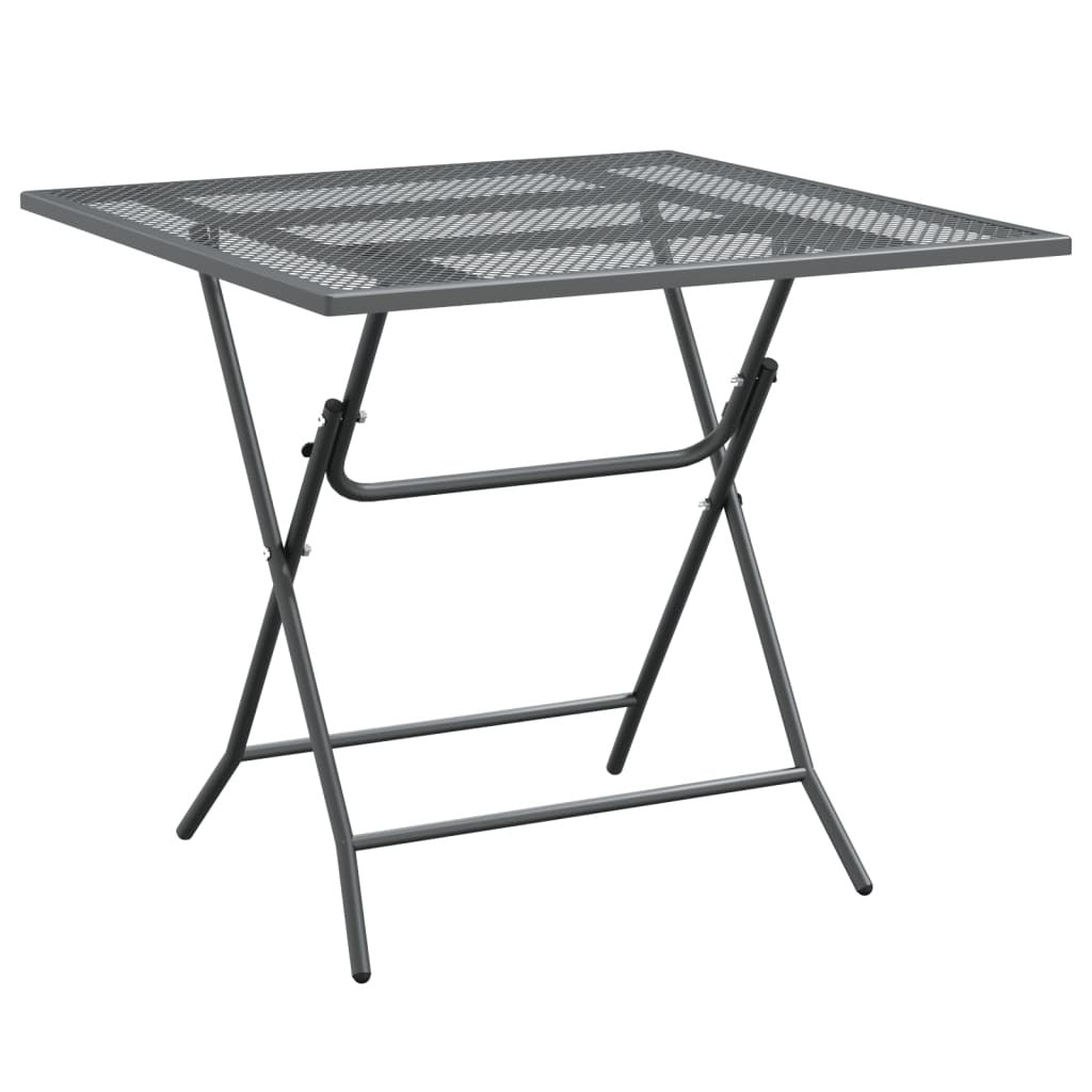 Garden Table Iron Frame Mesh Top Square Outdoor Patio 80x80x72cm Anthracite