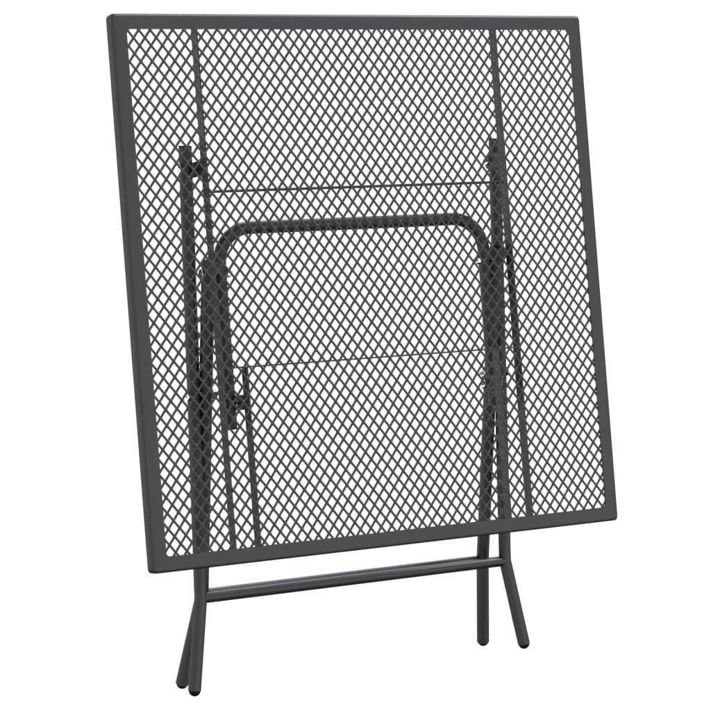 Garden Table Iron Frame Mesh Top Square Outdoor Patio 80x80x72cm Anthracite