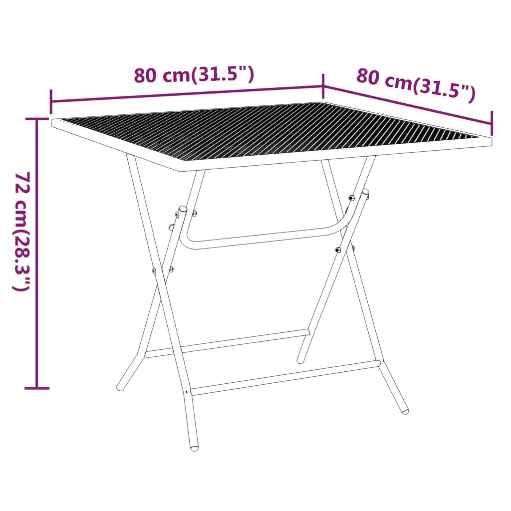 Garden Table Iron Frame Mesh Top Square Outdoor Patio 80x80x72cm Anthracite
