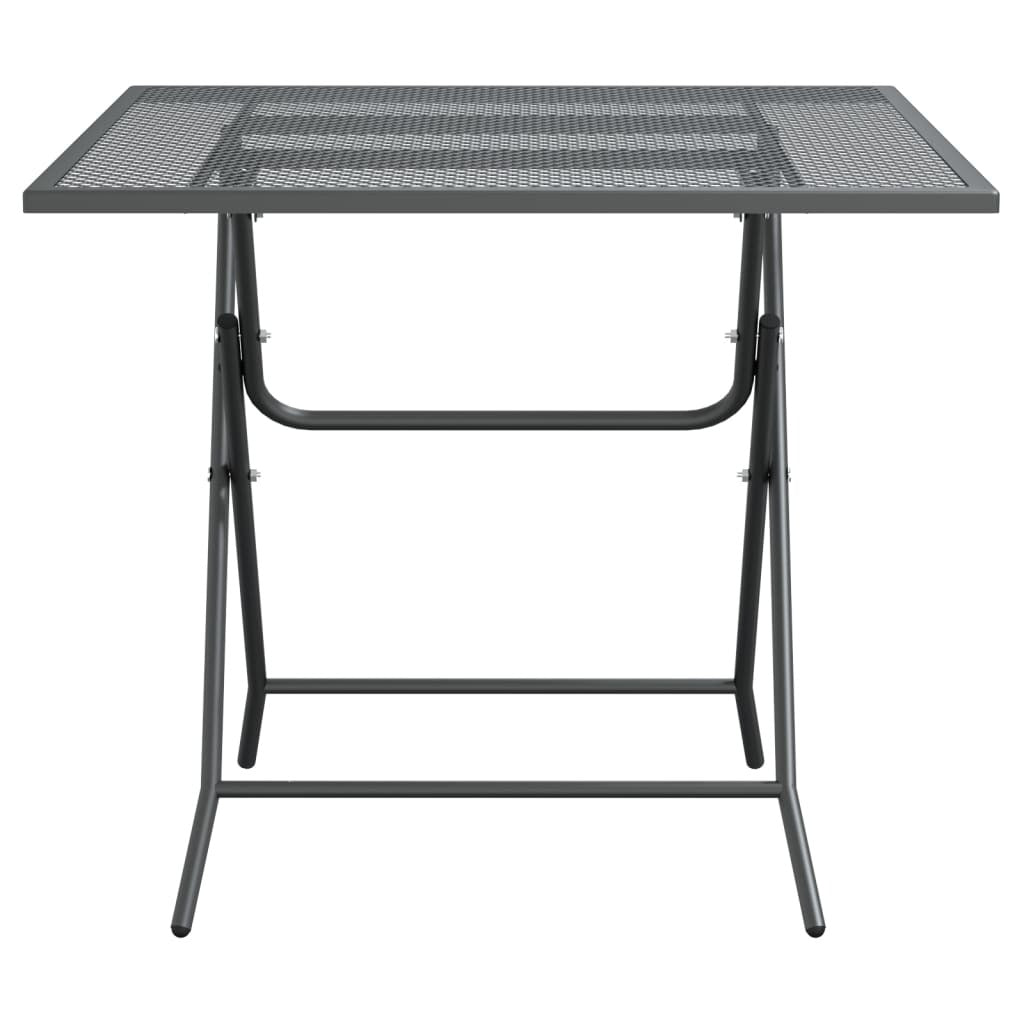 Garden Table Iron Frame Mesh Top Square Outdoor Patio 80x80x72cm Anthracite