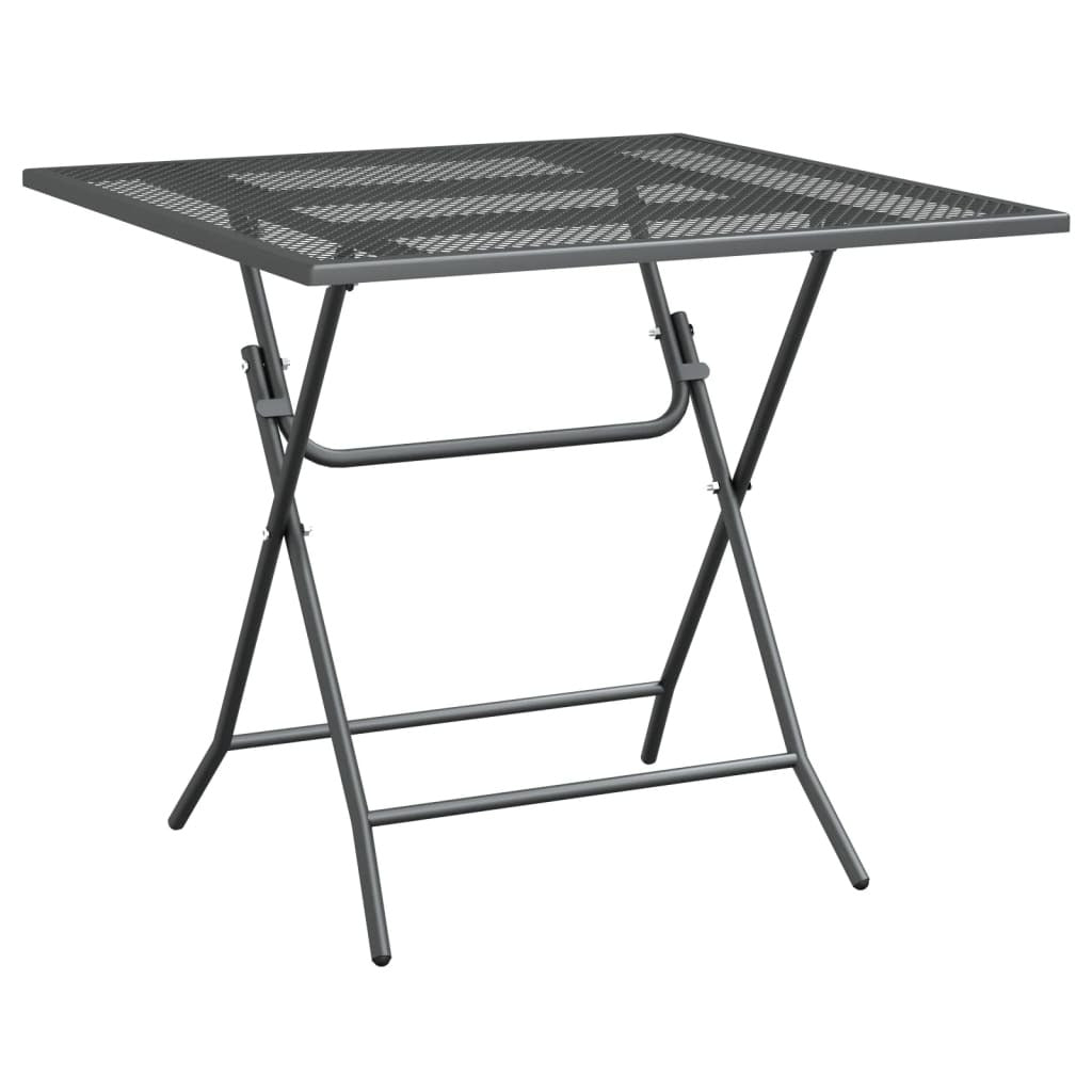Garden Table Iron Frame Mesh Top Square Outdoor Patio 80x80x72cm Anthracite