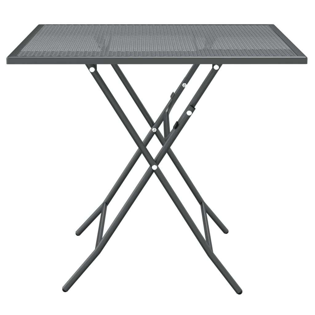 Garden Table Iron Frame Mesh Top Square Outdoor Patio 80x80x72cm Anthracite