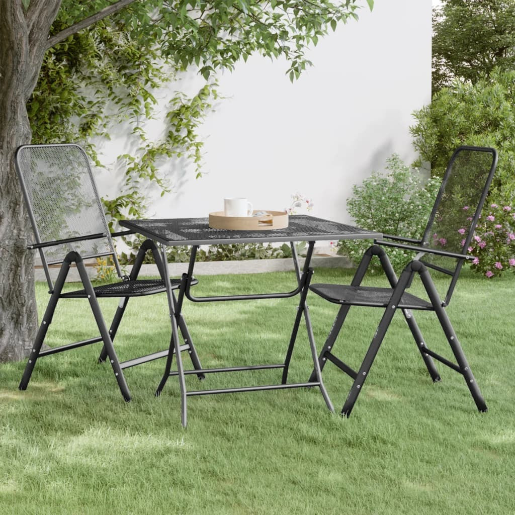 Garden Table Iron Frame Mesh Top Square Outdoor Patio 80x80x72cm Anthracite