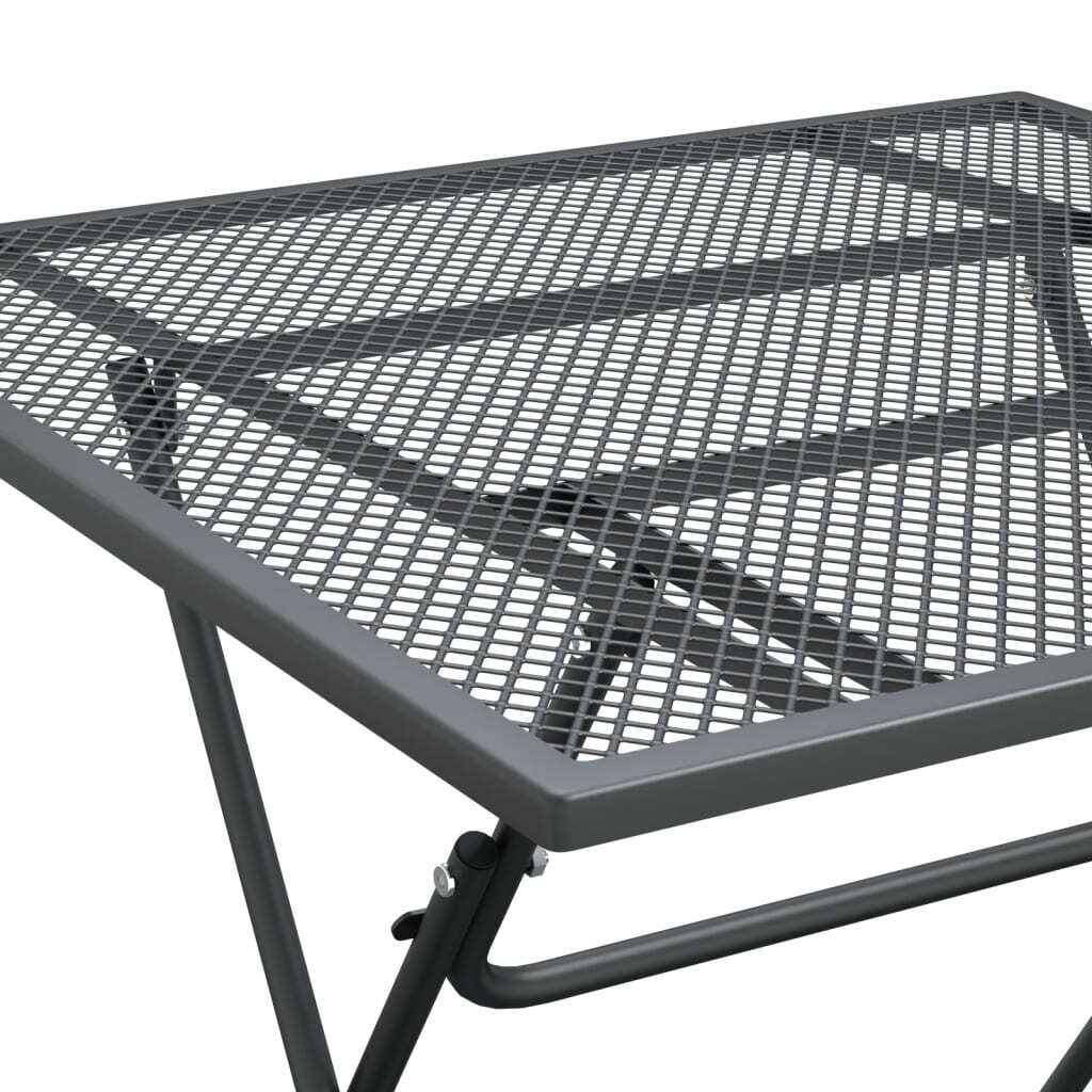 Garden Table Iron Frame Mesh Top Square Outdoor Patio 80x80x72cm Anthracite