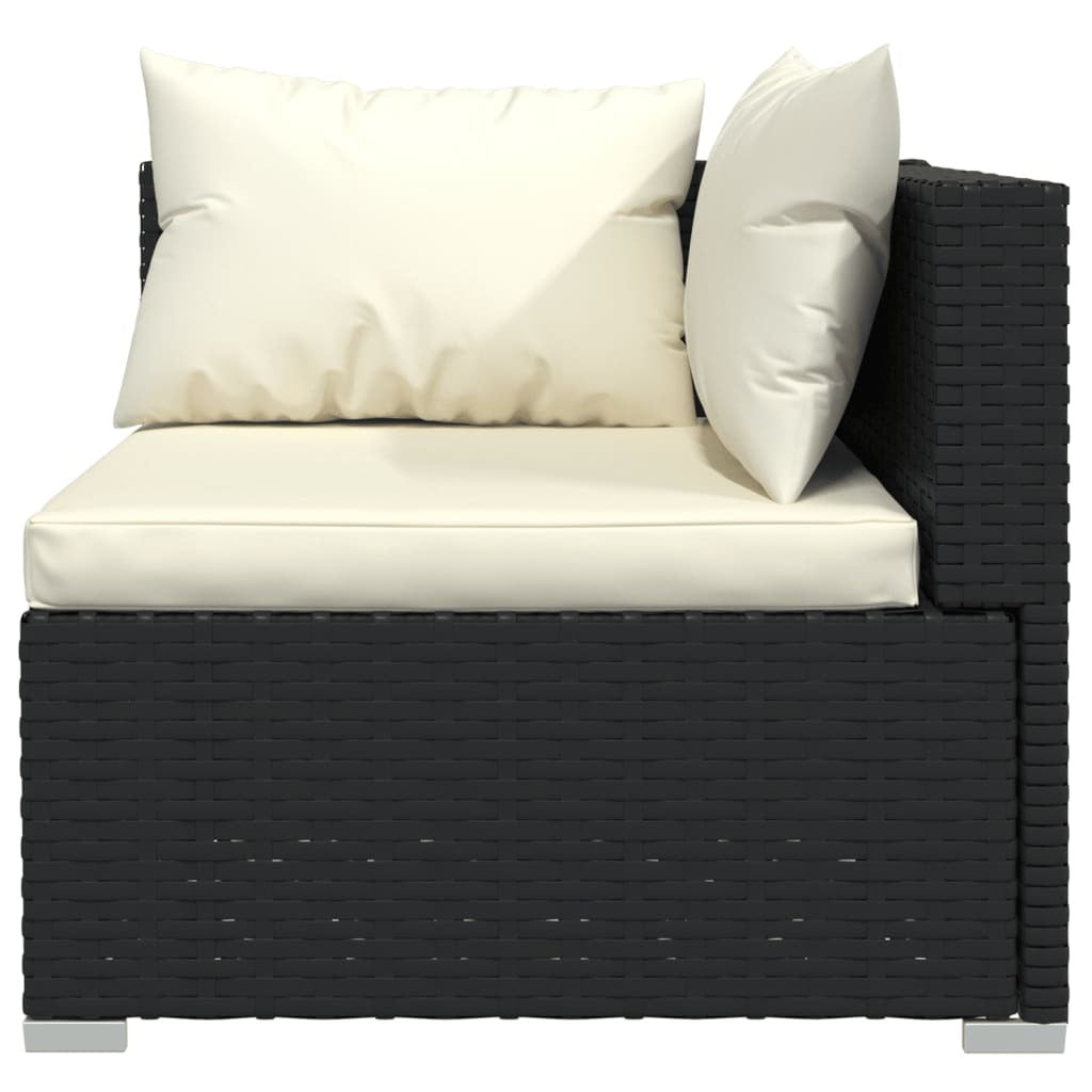 3 Piece Garden Lounge Set with Cushions Black Poly Rattan