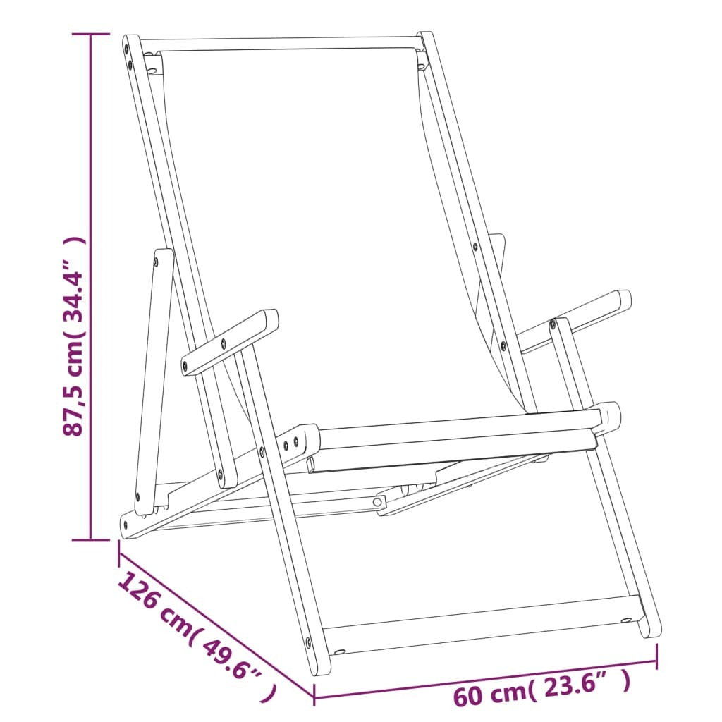 Folding Beach Chair Solid Wood Teak Grey