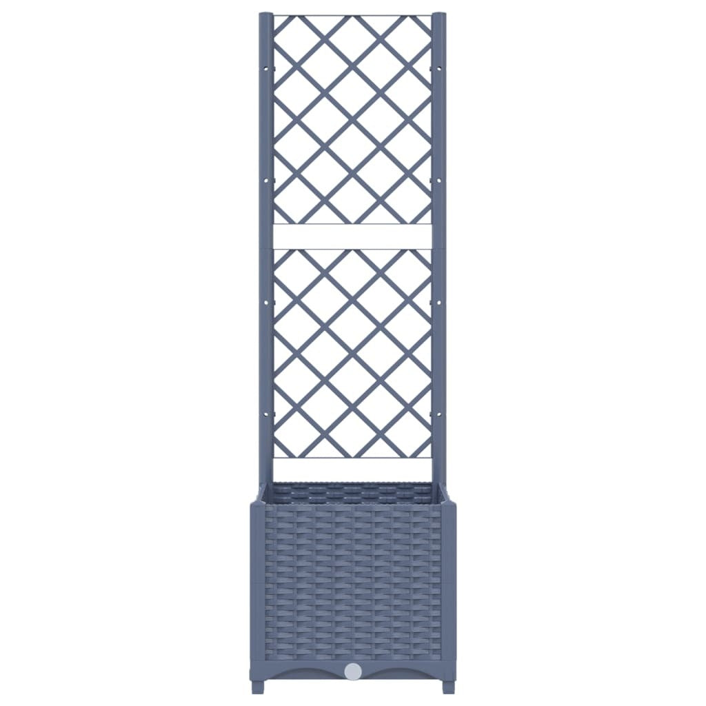 Garden Planter with Trellis PP Weather Resistant Outdoor 40x40x136cm Blue Grey