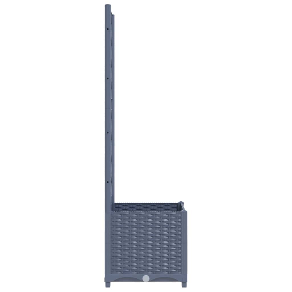 Garden Planter with Trellis PP Weather Resistant Outdoor 40x40x136cm Blue Grey