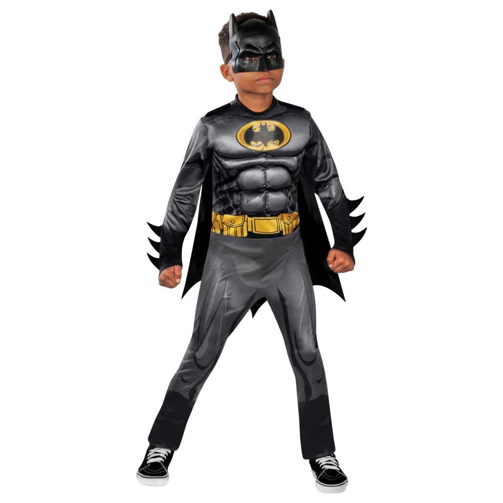 Batman Deluxe Lenticular Muscle Chest Costume for Kids Official DC Comics Black Colour